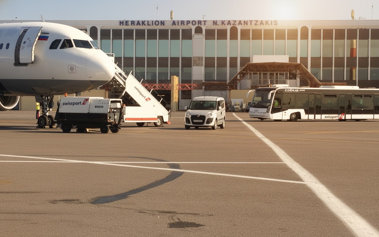 Façade des départs de l'Aéroport Héraklion