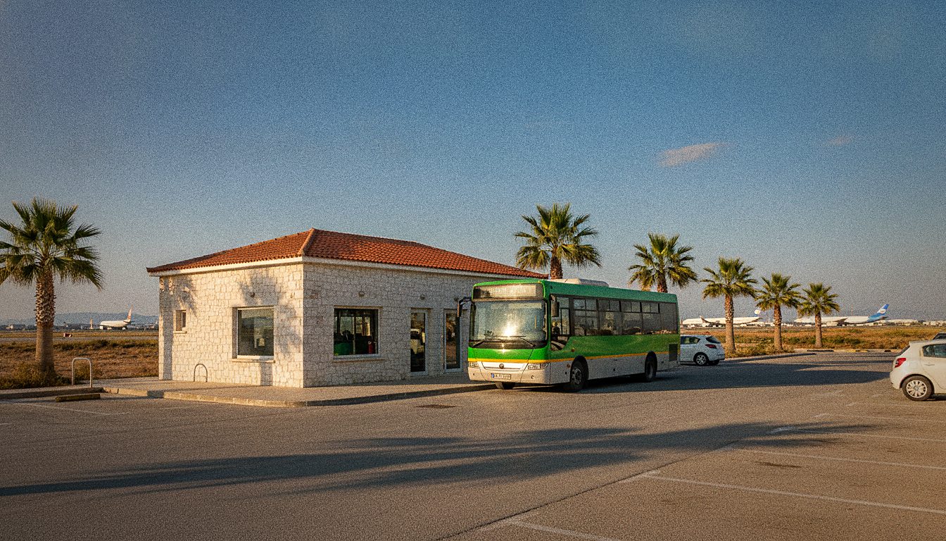 Bureau de location de voiture Europcar avec navette d'aéroport, Héraklion, Crète, journée ensoleillée